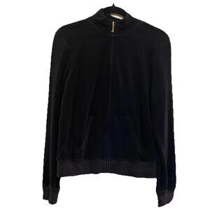 JUICY COUTURE BLACK LABEL Black Zip Up Kangaroo Pockets Jacket Sz L
